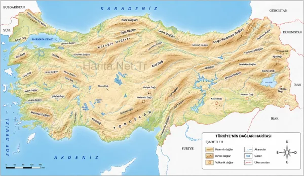Tükiye'nin Dağları Haritası